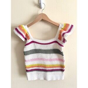Youth Girl There Abouts crocheted multi colored top Tank Boho Small 7/8 EUC